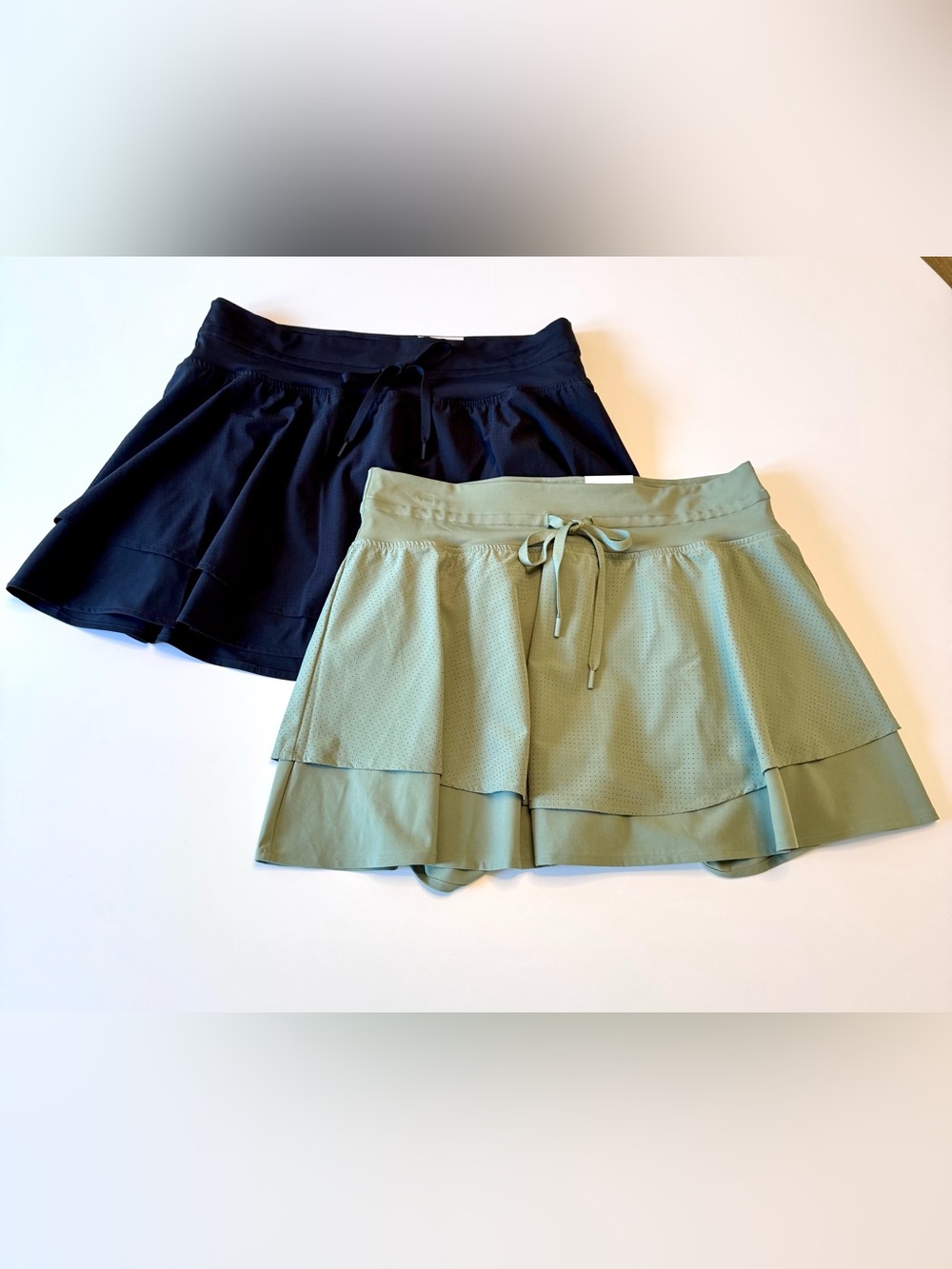 DSG Black and Sage Layered Athletic Skorts, Bundle of 2, Size L